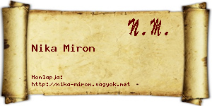 Nika Miron névjegykártya
